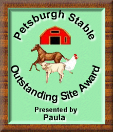 Petsburgh Stable Outstanding Site Award presented by Paula